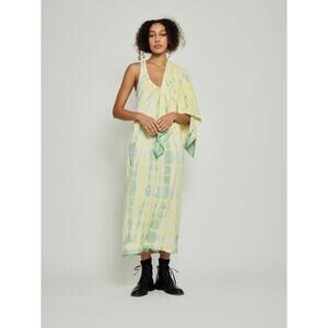 Raquel Allegra Yellow Mint Tie Dye Classic Jersey Tank Dress Sz 0 Yellow Green